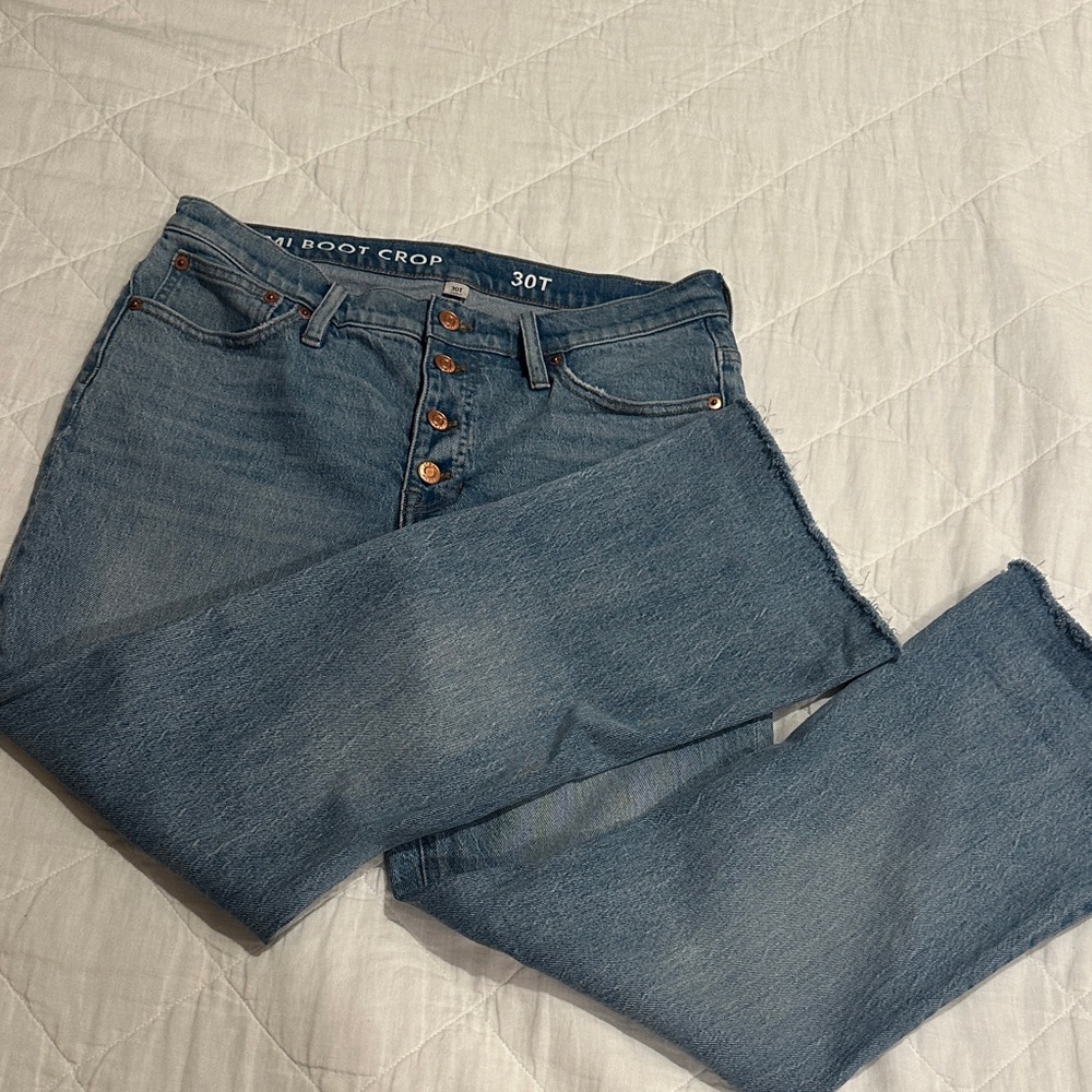 J Crew Demi Boot Crop Women's Blue Jeans Sz 30T